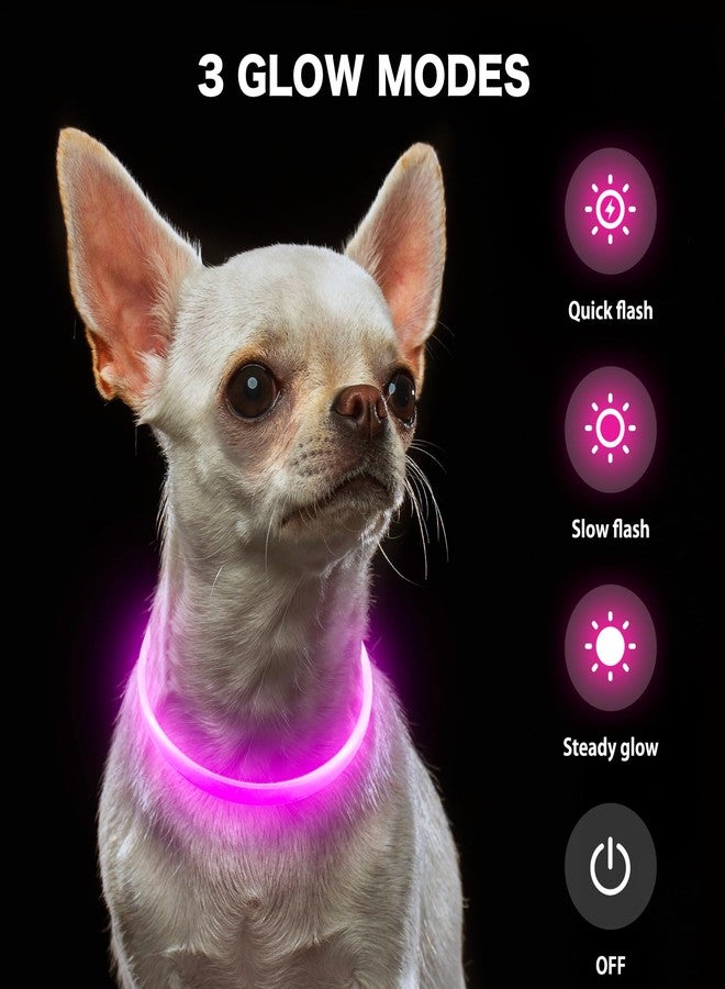 BSEEN Light Up Dog Collar - Rechargeable LED Dog Collar - Waterproof TPU Cuttable Glowing Pet Collar for Small Dogs& Cats - Safety Dog Lights for Night Walking (XS- Pink 40cm) - Image 5